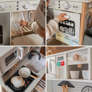 Koka rotaļu virtuve bērniem ar aksesuāriem