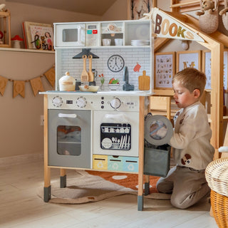 Koka rotaļu virtuve bērniem ar aksesuāriem