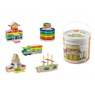 Koka stienīšu konstruktors- mazais arhitekts, 250 gab