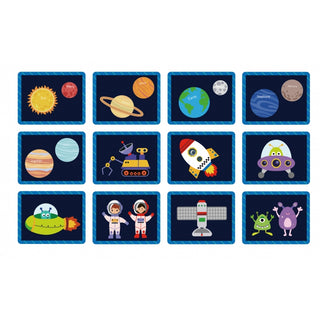 Kosmoss- magnētiskā spēle, tāfele ar kartiņām visums un planētas