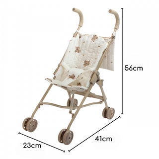 Foldable doll stroller with teddy bear pattern