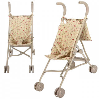 Foldable doll stroller with floral pattern