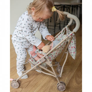 Foldable doll stroller with teddy bear pattern
