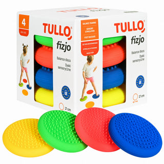 Colored sensory balance and massage discs for kids, 4 pcs., diameter 17 cm