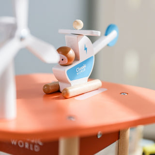 Lielais rotaļu koka parkings ar auto- eko enerģija