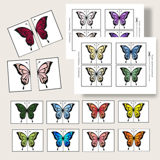 Color gradient printable puzzles - 20 pcs match butterfly halfs