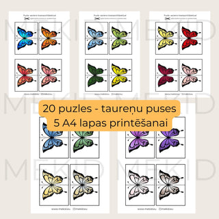 Color gradient printable puzzles - 20 pcs match butterfly halfs