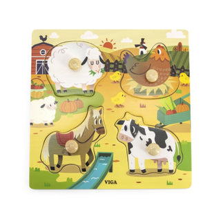 Farm animals - wooden peg puzzle
