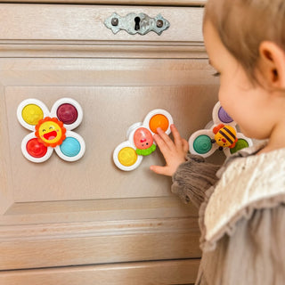 Sensorā rotaļlieta spineri ar popit silikona podziņām 3 gab, ar piesūcekļiem, no 18 mēnešiem