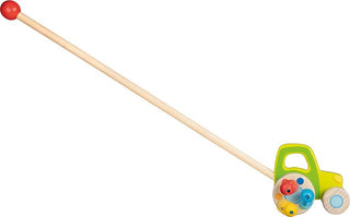 Stumjamā koka rotaļlieta- traktors ar kociņu