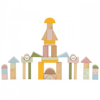 Stumjamie koka ratiņi ar klucīšiem - krokodils