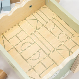 Stumjamie koka ratiņi ar klucīšiem - krokodils