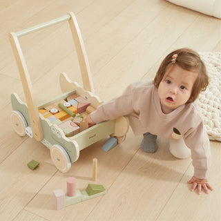 Stumjamie koka ratiņi ar klucīšiem - krokodils