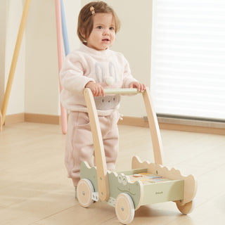 Stumjamie koka ratiņi ar klucīšiem - krokodils