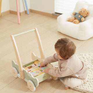 Stumjamie koka ratiņi ar klucīšiem - krokodils