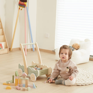 Stumjamie koka ratiņi ar klucīšiem - krokodils