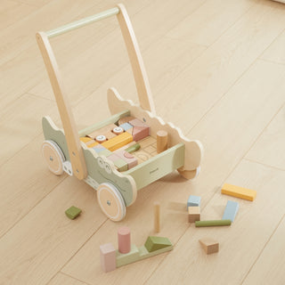 Stumjamie koka ratiņi ar klucīšiem - krokodils