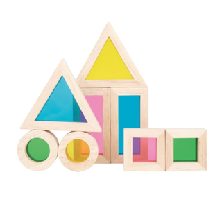 Rainbow wooden transparent blocks - sensory blocks, 8 pcs