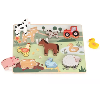 Lauku sētas koka puzle mazuļiem ar īpaši bieziem gabaliņiem, Farm chunky puzzle