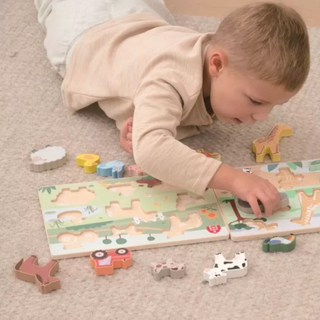 Lauku sētas koka puzle mazuļiem ar īpaši bieziem gabaliņiem, Farm chunky puzzle