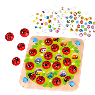 Wooden memory game for kids Ladybug with 10 picture inserts, educational game