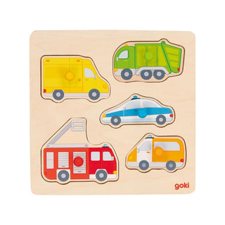 Krāsaini transportlīdzekļi - koka tapiņu puzle, Goki