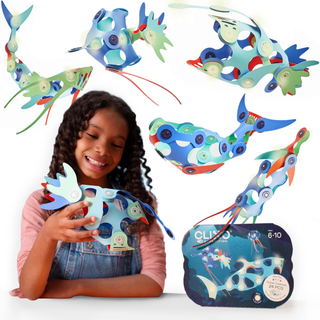 CLIXO Ocean Creatures Pack 24 pcs Okeāna Magnētisks konstruktors bērniem ar tumsā spīdošiem elementiem, attīstošā rotaļlieta