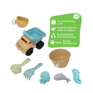 BIO sand toy set with a dump truck, 8 pcs, biodegradable