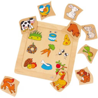 Wooden puzzle - who eats what? Goki