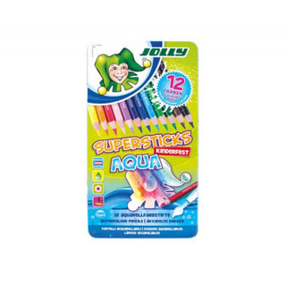 Supersticks Aqua 12 Colours in metal box, Jolly