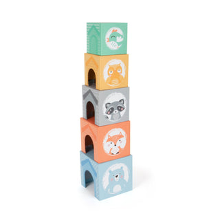 Stackable cube tower Pastel with animal figurines