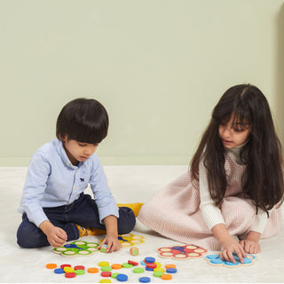 Educational wooden color matching game with cards - Colorful Peacock