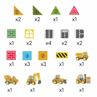 Magnētiskie bloki - būvlaukuma magnētiskais konstruktors ar transportlīdzekļiem, 30 elementi