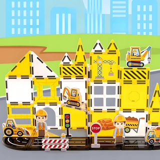 Large construction site - magnetic blocks, 47 pcs