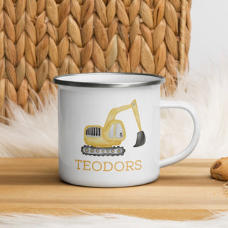 Personalised cup for children - with excavator truck