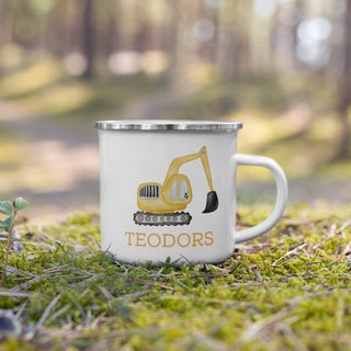 Personalised cup for children - with excavator truck