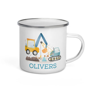 Personalised cup for children - construction scene