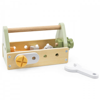 Koka instrumentu kaste bērniem ar darbarīkiem