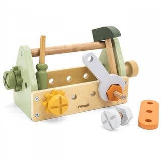 Koka instrumentu kaste bērniem ar darbarīkiem