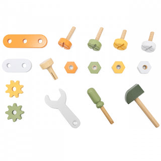 Koka instrumentu kaste bērniem ar darbarīkiem