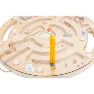Wooden bead magnetic maze
