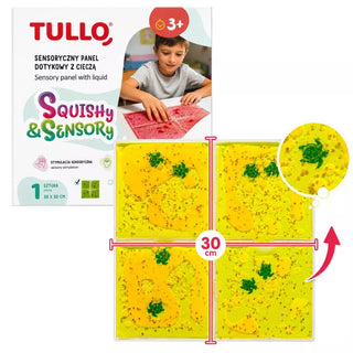 Squishy & Sensory sensorais ūdens panelis, sensorais taustes taktilais paklājiņš, dzeltens ar bruņurupučiem
