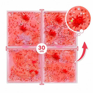Squishy & Sensory Sensory panel with Liquid, Red with crabs, sensory touch mat