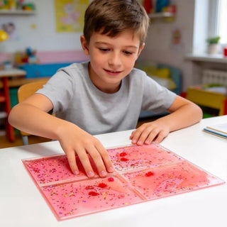 Squishy & Sensory Sensory panel with Liquid, Red with crabs, sensory touch mat