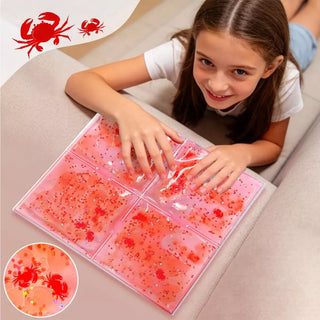 Squishy & Sensory Sensory panel with Liquid, Red with crabs, sensory touch mat