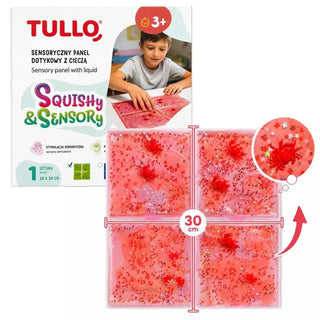 Squishy & Sensory Sensory panel with Liquid, Red with crabs, sensory touch mat