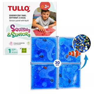 Squishy & Sensory Sensory  panel with Liquid, Blue with fish, sensory touch mat