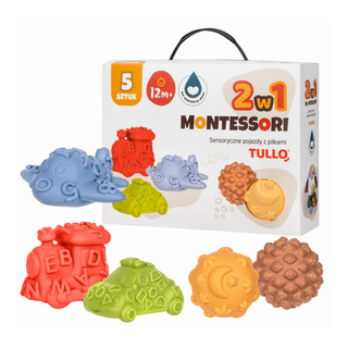2 in 1 sensoro rotaļlietu komplekts- sensorās masāžas bumbiņas un transportlīdzekļi, 5 gab, bez caurumiņiem
