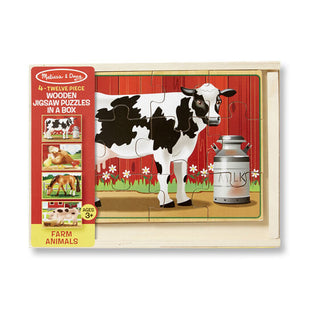 Farm animals - 4 wooden puzzles in a box, Melissa & Doug