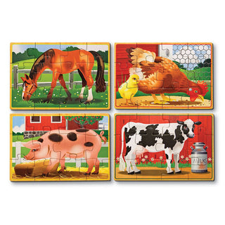 Farm animals - 4 wooden puzzles in a box, Melissa & Doug